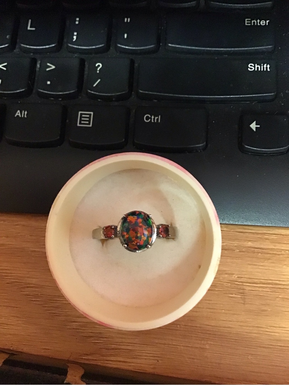 Silver Tone metal band - Multicolor Mosaic Ring - Picture 2 of 11